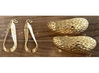 One Pair 14K Gold Earrings And One Pair 14K Gold Earring Covers 3.1 Grams