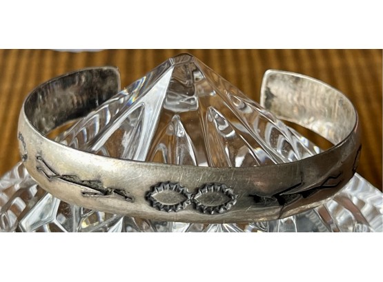 Sterling Silver Navajo Stamped Cuff Bracelet (as Is) - 21.1 Grams Total