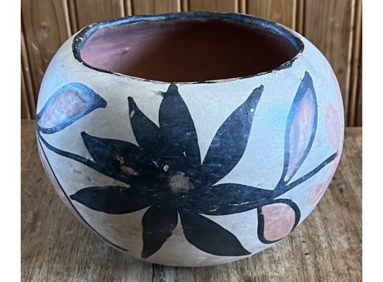 Antique Hand Thrown Painted Pot Signed