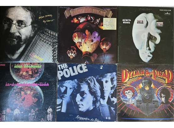 (6) Assorted Vintage Vinyl Albums - The Police, Iron Butterfly, Dylan & The Dead, Three Dog Night, And More