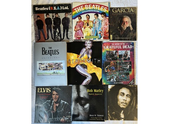 Assorted Hard Back And Paper Back Music Books - Grateful Dead, Elvis Presley, Beatles, And More