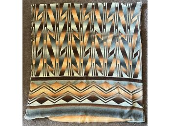 Vintage 68 X 74 Inch Wool Blend Multicolor Geometric Pattern Hand Made Blanket