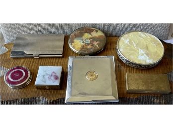 Lot Of Vintage Compact Mirrors, Pill Box, Card Holder, Elmo, Japan, And More