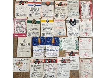 1950s Boy Scouts Of America Paper Eagle Scout Card, Merit Badges, Codes, Awards, & More