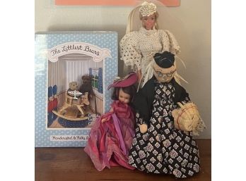 The Littlest Bears By Gund In Box With Victorian Barbie, Storybook Doll, Hand Made Material Doll