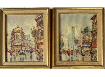 (2) Original Signed Antonio Devity 8 X 10 Inch Paris Oil Paintings In Frame (1 Of 2)