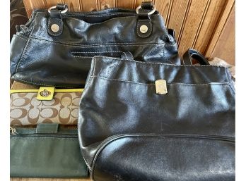 Fossil And Ralph Lauren Ladies Leather Purses With Coach Wallet (unauthenticated)