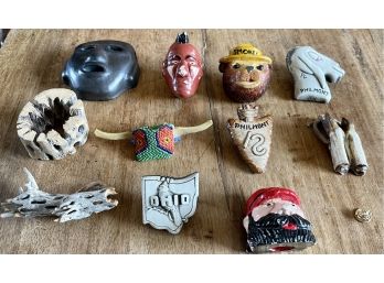 Lot Of Vintage Boy Scout Scarf Slides - Philmont, Smokey, Seed Bead And Bone, Teeth, Wood,, & Pottery
