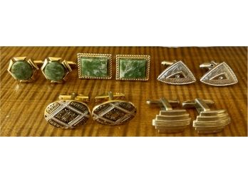 Vintage Lot Of Cufflinks - Hickok, Natural Green Stone, And More