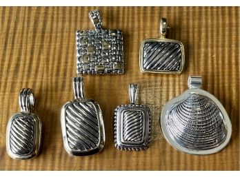 (6) Silver And Gold Tone Slide Pendants - (1) Signed Best, (1) Stocko