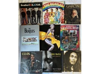 Assorted Hard Back And Paper Back Music Books - Grateful Dead, Elvis Presley, Beatles, And More