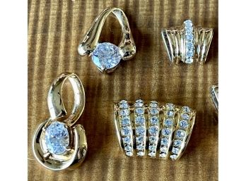 Vintage Gold Tone And Clear Rhinestone Slide Pendant Lot