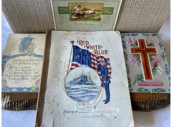 Antique Post Cards - Easter And Father's Day With Red White And Blue 1907 School Notebook - S. M. Andrew
