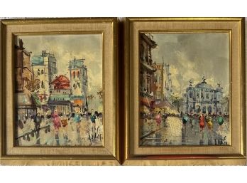 (2) Original Signed Antonio Devity 8 X 10 Inch Paris Oil Paintings In Frame (2 Of 2)