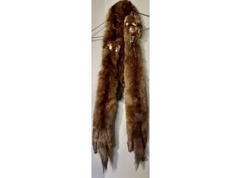 Vintage 3 Face Genuine Sable Stole With Feet And Claws