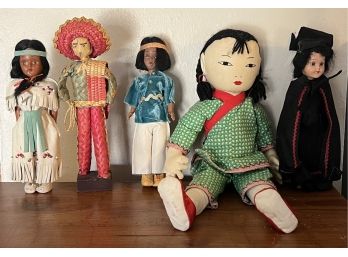 (5) Vintage Dolls - Southwestern, Native American, Hong Kong, And Witch
