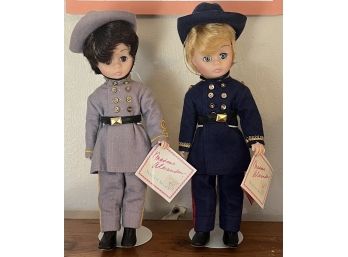 Pair Of Madam Alexandra 12 Inch Confederate And Union Officers Scarlet Series With Original Tags And Stand