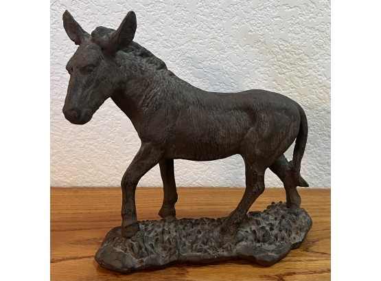 Vintage Solid Cast Iron 9 X 9.5 Inch Burro Sculpture - Unsigned