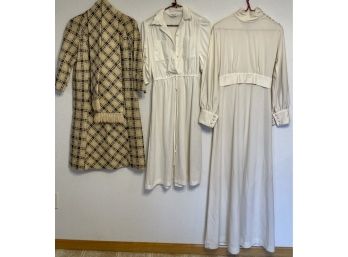 (3) Ladies Small 1960s Ladies Dresses - Polyester And Wool, J.C. Penny, R & K Originals