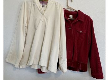 (2) Vintage Jay Jill Corduroy Jackets - Pullover XL And Button Front LT Tall