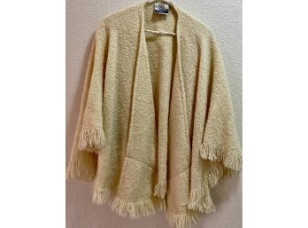 Vintage Weave O' The Irish 100 Percent Wool Cape With Pockets And Fringe Ladies Large