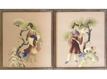 Pair Of Vintage Bernard Japanese Prints In Frame
