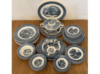 Large Lot Of Dinnerware - Currier And Ives And Mount Clemens Ironstone China