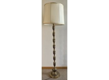 Vintage Brass 67 Inch Lamp With Material Drum Shade