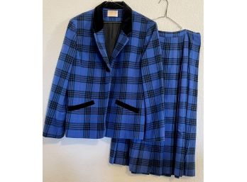 Vintage Pendleton 100 Percent Virgin Wool Jacket And Pleated Skirt Authentic Morgan Tartan Size 14