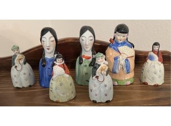 (7) Vintage Japan Female Figural Porcelain Bells