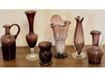 Vintage Purple Hand Blown And Pressed Art Glass Lot - Avalos And More