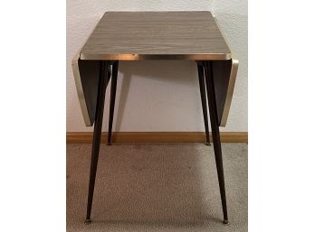 Mid-century Modern Howell Co Imperial Walnut Finish Chrome Trim And Laminate Top Drop Leaf Table