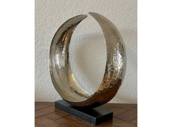 Made In India Hammered Metal Marble Base Sculpture