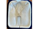Keepsake Three Diamond .3 Carat Total & 14K Gold Graceful DIA Pendant Necklace And Box Chain With COA