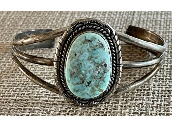 Gorgeous Navajo Sterling Silver Turquoise Cuff Bracelet Signed L (larry Begay)