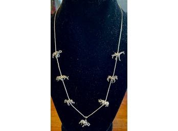 Sterling Silver Liquid Bead 20' Necklace With Animals - Rhino - Giraffe - Elephant & Ape - Total Weight 16.8 G