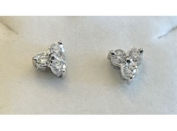 Keepsake 3 Diamond White 14K Gold Harmony Earrings Total .3 Carat Total Weight With COA