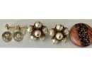 Vintage Clip On And Screw Back Earrings - Wood - Bead - Faux Pearl - Metal And More