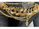 Vintage Gold Tone Statement Necklace Lot - Gold Crown Inc Road Runner - Lion- Link Chain - GCI & More