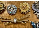 Vintage Pin Lot - Brooks - J. J. - Kathy Lee - Stick Pin - Enamel - Rhinestone - Faux Pearl And More