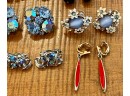 14 Pairs Of Vintage Clip On & Screw Back Earrings - Weiss - West Germany - Spain - Holiday & More