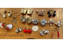 14 Pairs Of Vintage Clip On & Screw Back Earrings - Weiss - West Germany - Spain - Holiday & More