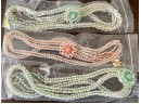 3 Vintage Smithsonian Institute Bead Flower 16' Necklaces