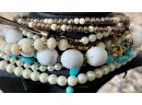 Statement Necklace Lot - Enamel - Faux Pearl - Seed Bead - Wood Seed Pod - Silver And Gold Tone - Premier