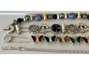 Lot Of Vintage Bracelets - Silver Tone & Gold Tone Beads - Charms - Butterflies - Cars - Tennis Rhinestone