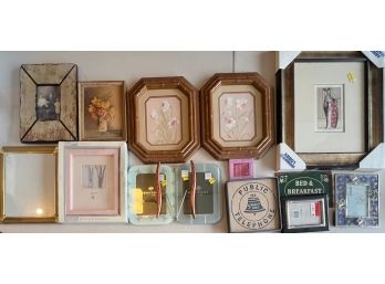 Collection Of Assorted Size Decor Prints And Picture Frames - Wood, Glass, And Resin