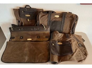 Ettore Bugatti 4-piece Brown Faux Leather Travel Set - Backpack, Duffle Bag, Tote, & Garment Bag