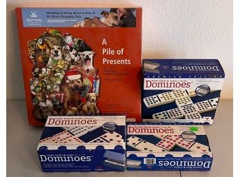 Pile Of Presents 1000 Piece Jigsaw Puzzle New In Packaging With 3 Sets Of Dominoes