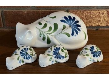 Dansk 4-piece Ceramic Sage Song Sleeping Cat And Kittens