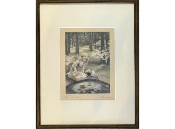 Vintage Bessie Pease Gutmann Signed Pond Lilies Print In Frame